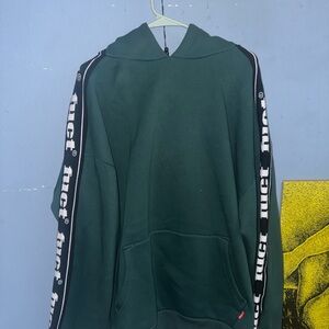 Green Hoodie with Logo Stripes